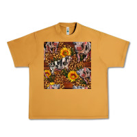 Peanut Butter Western Spotted Pig With Sunflowers Seamless Urban Heavy Tee - FaDigitalArtStudio