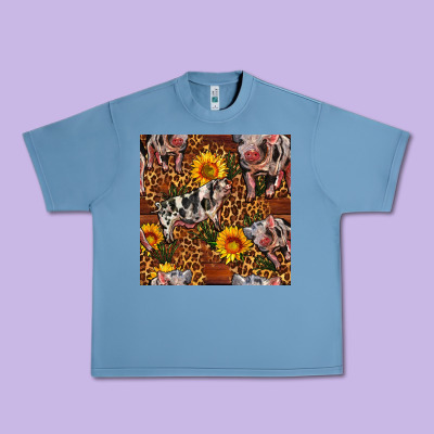 Western Spotted Pig With Sunflowers Seamless Urban Heavy Tee Designed By Fadigitalartstudio