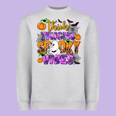 Thick Thighs Spooky Vibes Heavyweight Sweatshirt Designed By Adodesignshop