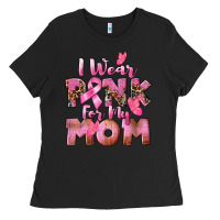 Black i wear pink for my mom Ladies Tee - CowGirlArtShop