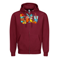 Burgundy firefighter coffee cups Zipper Hoodie - AdoDesignShop