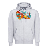 Heather Grey firefighter coffee cups Zipper Hoodie - AdoDesignShop