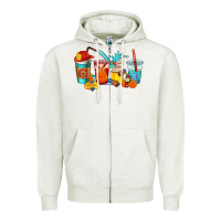 Oatmeal Heather firefighter coffee cups Zipper Hoodie - AdoDesignShop
