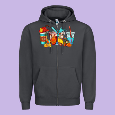 Firefighter Coffee Cups Zipper Hoodie Designed By Adodesignshop