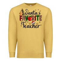 Antique Gold santa's favorite teacher Premium Sweatshirt - AdoDesignShop