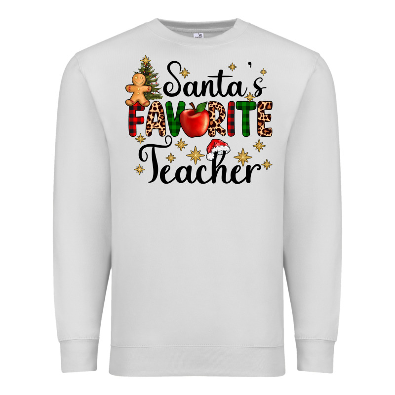 Santa's Favorite Teacher Premium Sweatshirt by AdoDesignShop | Teevron