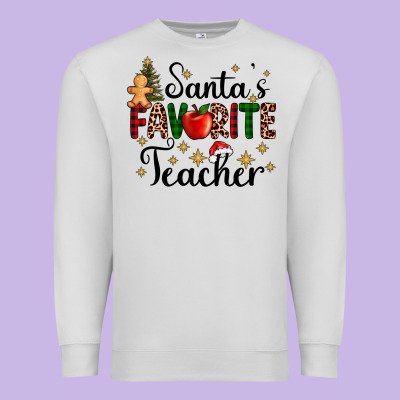 Santa's Favorite Teacher Premium Sweatshirt Designed By Adodesignshop