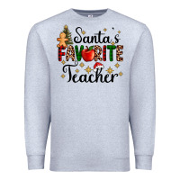 Heather Grey santa's favorite teacher Premium Sweatshirt - AdoDesignShop
