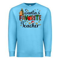 Ocean Blue santa's favorite teacher Premium Sweatshirt - AdoDesignShop