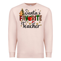 Pale Pink santa's favorite teacher Premium Sweatshirt - AdoDesignShop