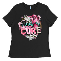 Black find a cure cancer awareness Ladies Tee - CowGirlArtShop