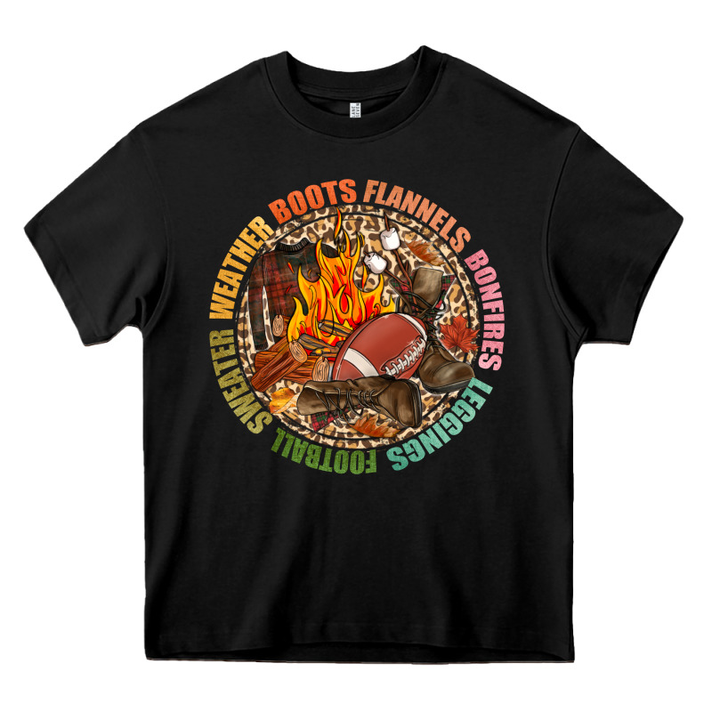 Boots Flannels Bonfires Leggins Football Heavy Core Tee by NancyCooperArtShop | Teevron