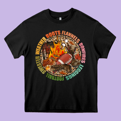 Boots Flannels Bonfires Leggins Football Heavy Core Tee Designed By Nancycooperartshop