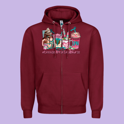 Licensed Practical Nurse  Coffee Cup Zipper Hoodie Designed By Adodesignshop