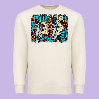 Gemstone Leopard Cowhide Brushstroke Premium Sweatshirt Designed By Adodesignshop