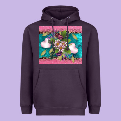 V.d Flowers And Hearts Heavyweight Hoodie Designed By Adodesignshop