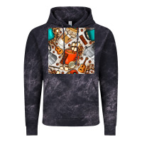 Cloud Black camping coffee cups marshmallow and moka pot with leopard seamless pat Vintage Hoodie - BundleAndBundleShop