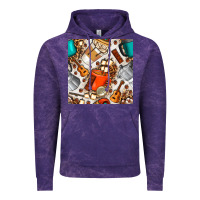 Cloud Purple camping coffee cups marshmallow and moka pot with leopard seamless pat Vintage Hoodie - BundleAndBundleShop