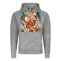 Cloud Rock camping coffee cups marshmallow and moka pot with leopard seamless pat Vintage Hoodie - BundleAndBundleShop