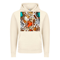 Vintage Artic camping coffee cups marshmallow and moka pot with leopard seamless pat Vintage Hoodie - BundleAndBundleShop