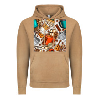 Vintage Camel camping coffee cups marshmallow and moka pot with leopard seamless pat Vintage Hoodie - BundleAndBundleShop