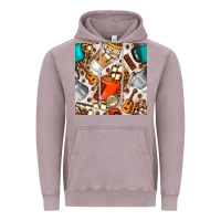 Vintage Zinc camping coffee cups marshmallow and moka pot with leopard seamless pat Vintage Hoodie - BundleAndBundleShop