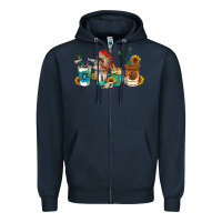 Navy indian coffee cups Zipper Hoodie - AdoDesignShop