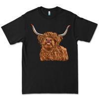 Black highland cow Premium Tee - RanaPortraitStore