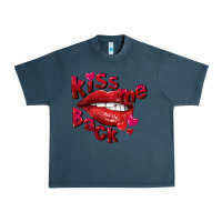 Midnight Navy Kiss me back Valentine's Day Urban Heavy Tee - FaDigitalArtStudio