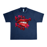 Navy Kiss me back Valentine's Day Urban Heavy Tee - FaDigitalArtStudio
