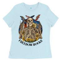 Baby Blue freedom rocks Ladies Tee - CowGirlArtShop