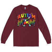 Burgundy Autism mom Long Sleeve Tee - FaDigitalArtStudio