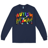 Navy Autism mom Long Sleeve Tee - FaDigitalArtStudio
