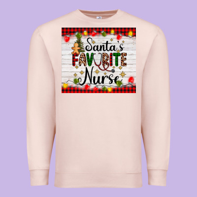 Santa's Favorite Nurse Premium Sweatshirt Designed By Adodesignshop