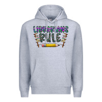 Heather Grey librarians rule Premium Hoodie - CowhideDigitalArt