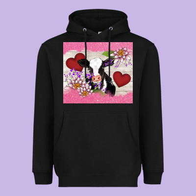 Lotus Heart Cow Valentine Heavyweight Hoodie Designed By Adodesignshop