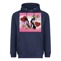 Navy lotus heart cow valentine Heavyweight Hoodie - AdoDesignShop