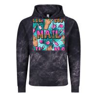 Cloud Black nail art hands and polish with turquoise leopard and glitter seamless  Vintage Hoodie - BundleAndBundleShop