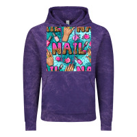 Cloud Purple nail art hands and polish with turquoise leopard and glitter seamless  Vintage Hoodie - BundleAndBundleShop