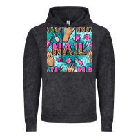 Vintage Black nail art hands and polish with turquoise leopard and glitter seamless  Vintage Hoodie - BundleAndBundleShop