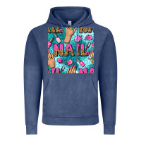 Vintage Denim nail art hands and polish with turquoise leopard and glitter seamless  Vintage Hoodie - BundleAndBundleShop