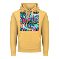 Vintage Mustard nail art hands and polish with turquoise leopard and glitter seamless  Vintage Hoodie - BundleAndBundleShop