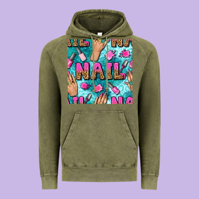 Nail Art Hands And Polish With Turquoise Leopard And Glitter Seamless  Vintage Hoodie Designed By Bundleandbundleshop