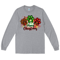 Heather Grey merry christmas paws Long Sleeve Tee - FaDigitalArtStudio