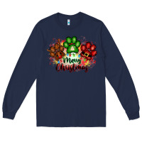 Navy merry christmas paws Long Sleeve Tee - FaDigitalArtStudio