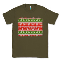 Army Green knitted christmas reindeer pine tree background Classic Tee - Jasminsmagicworld