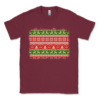 Burgundy knitted christmas reindeer pine tree background Classic Tee - Jasminsmagicworld