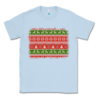 Dusty Blue knitted christmas reindeer pine tree background Classic Tee - Jasminsmagicworld