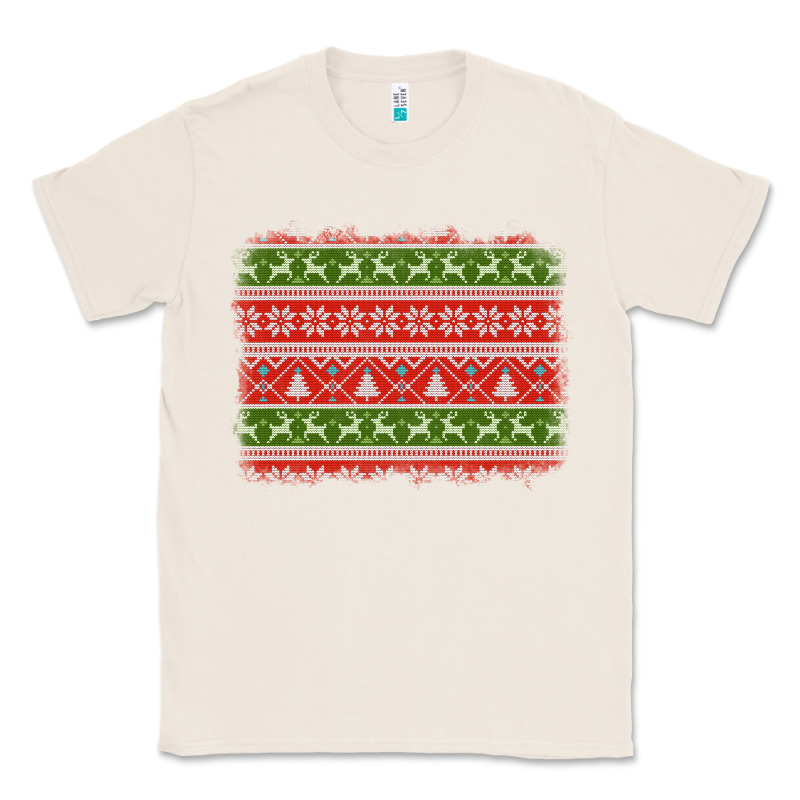 Knitted Christmas Reindeer Pine Tree Background Classic Tee by Jasminsmagicworld | Teevron