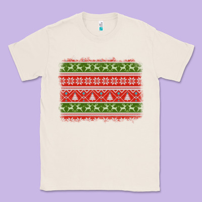 Knitted Christmas Reindeer Pine Tree Background Classic Tee Designed By Jasminsmagicworld